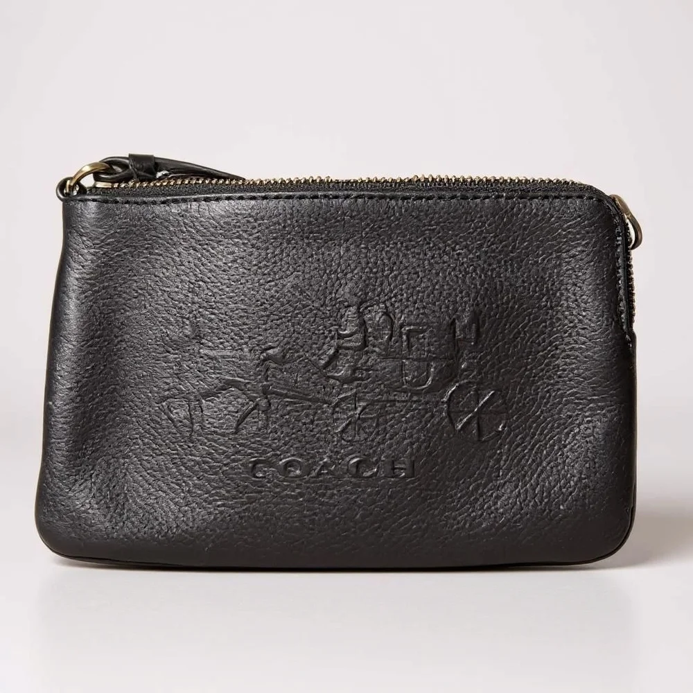 Coach Jes Corner Zip Wristlet With Horse And Carriage